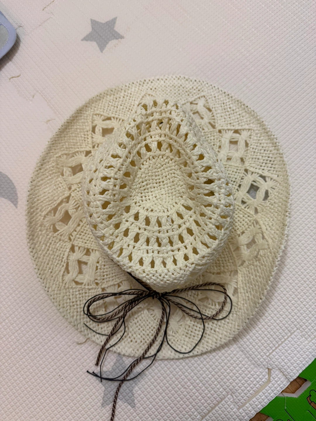 Woven Paper Sun Hat with Beads