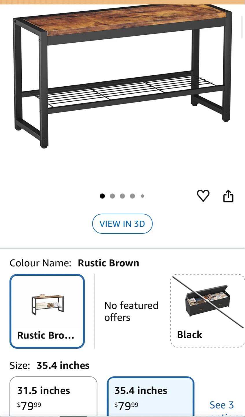 Rustic Brown Storage Bench with Shoe Rack - photo 2