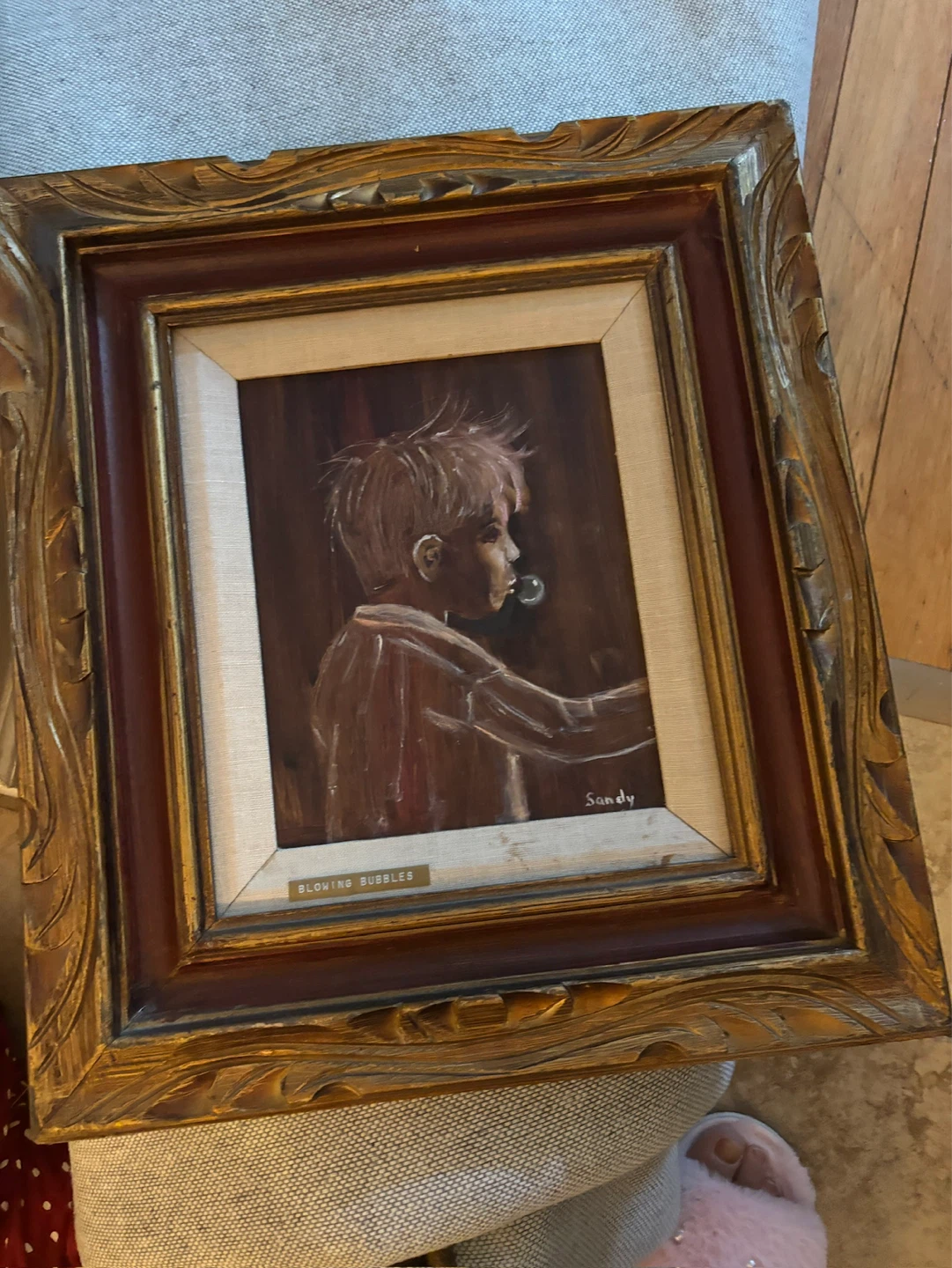 Original Oil Painting "Blowing Bubbles" by Sandy