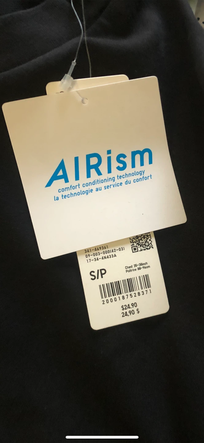 Uniqlo AIRism V-Neck T-Shirt Black S/P - photo 2