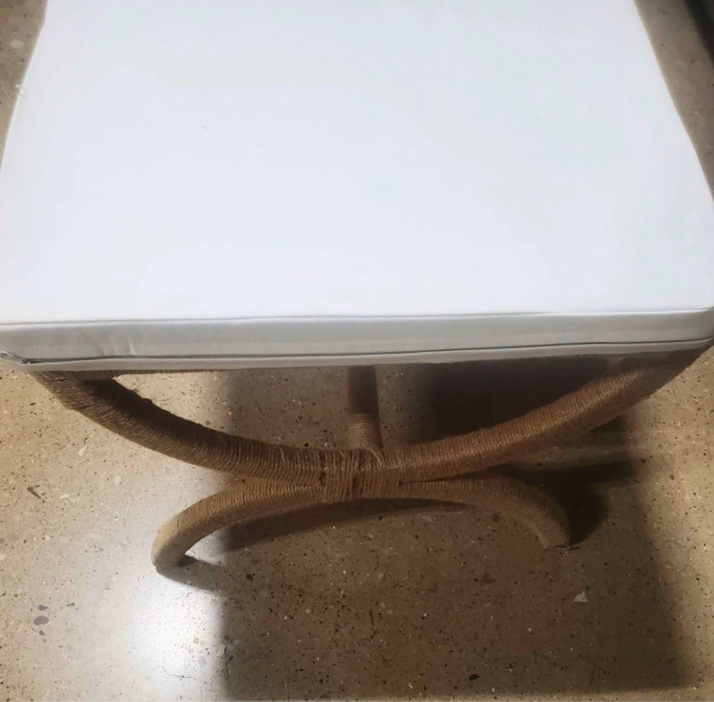 White Padded Stool Ottoman - photo 2