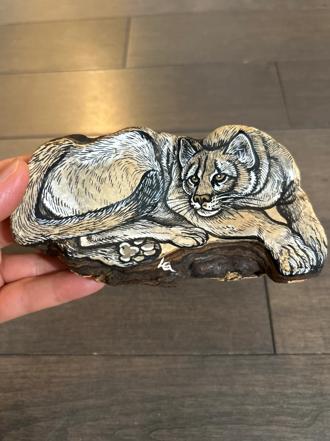 Carved Wood Art Piece - Mountain Lion - photo 3