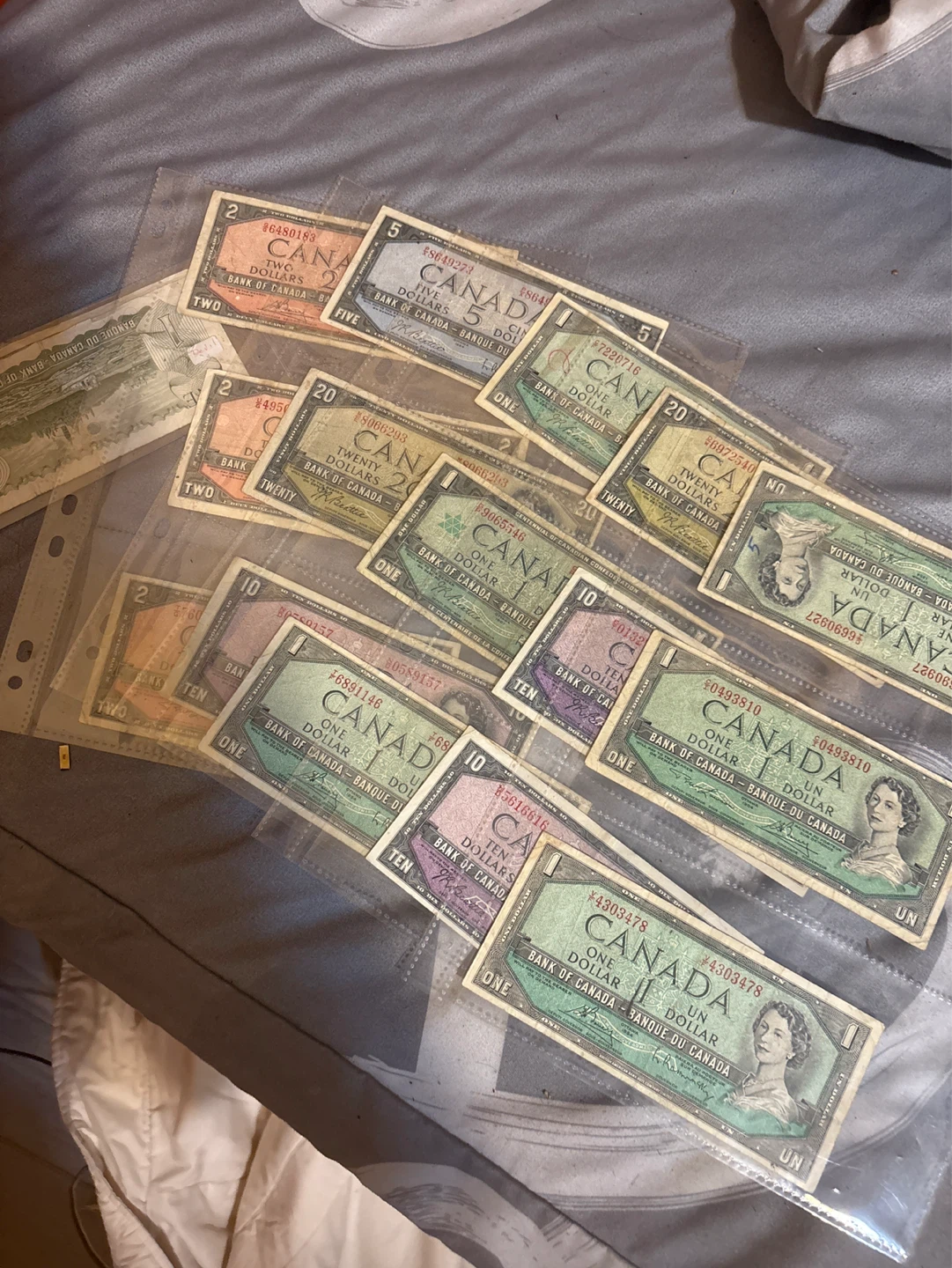 Collection of Canadian Bank Notes - $1, $2, $5, $10, $20