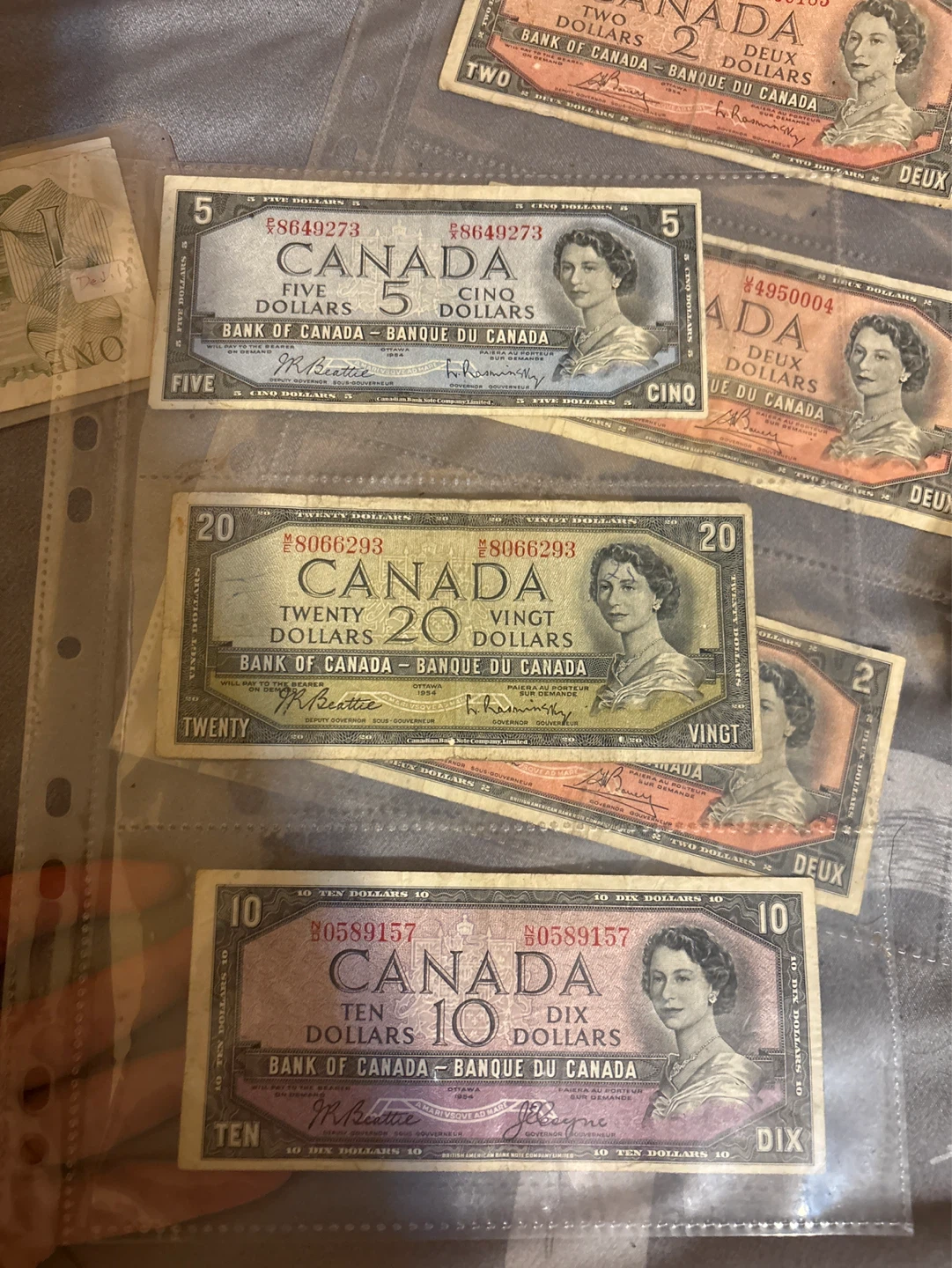 Collection of Canadian Bank Notes - $1, $2, $5, $10, $20 - photo 2