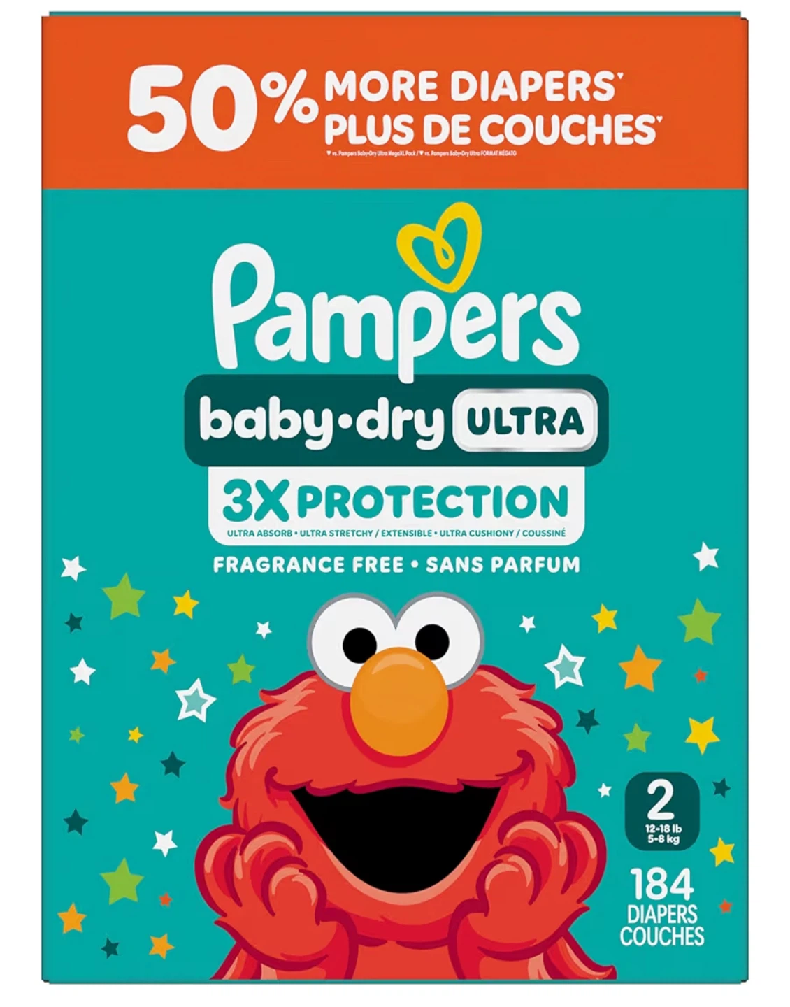 New Pampers Baby-Dry Ultra Diapers, Size 2, 184 Count