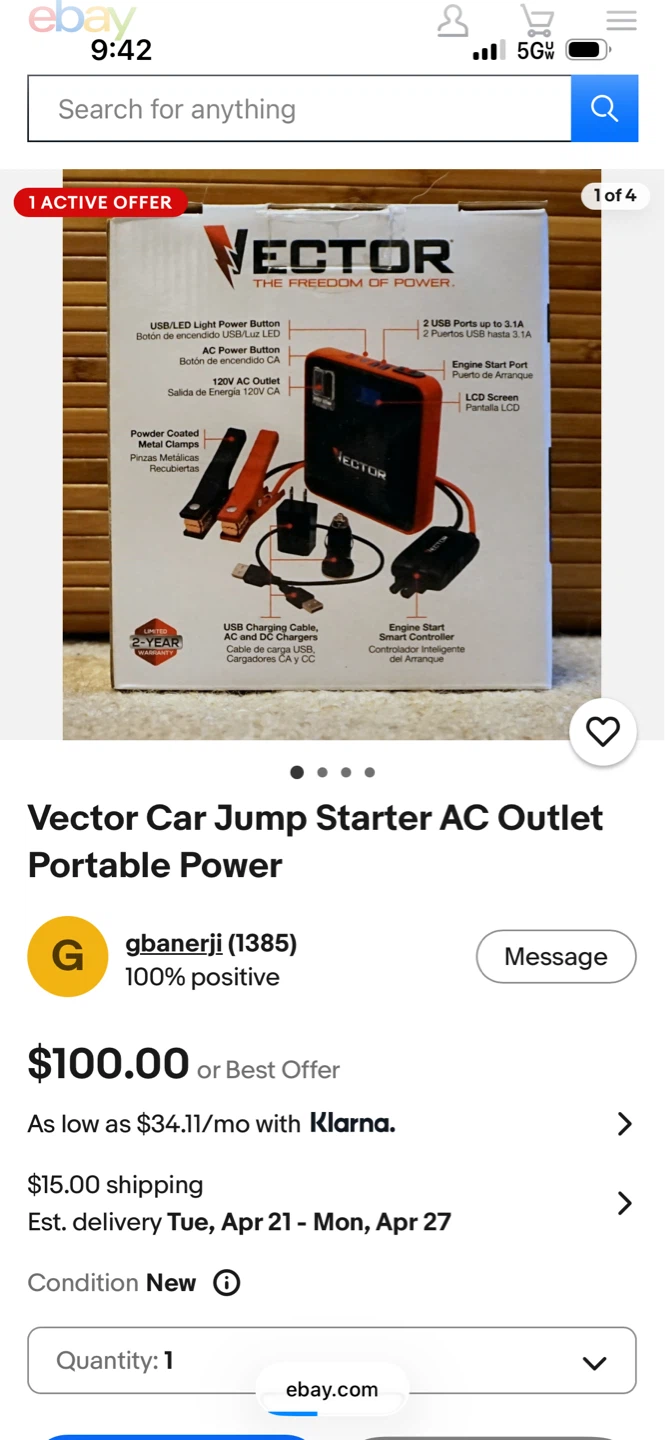 Vector battery charger with usb ports missing jump cables - photo 3