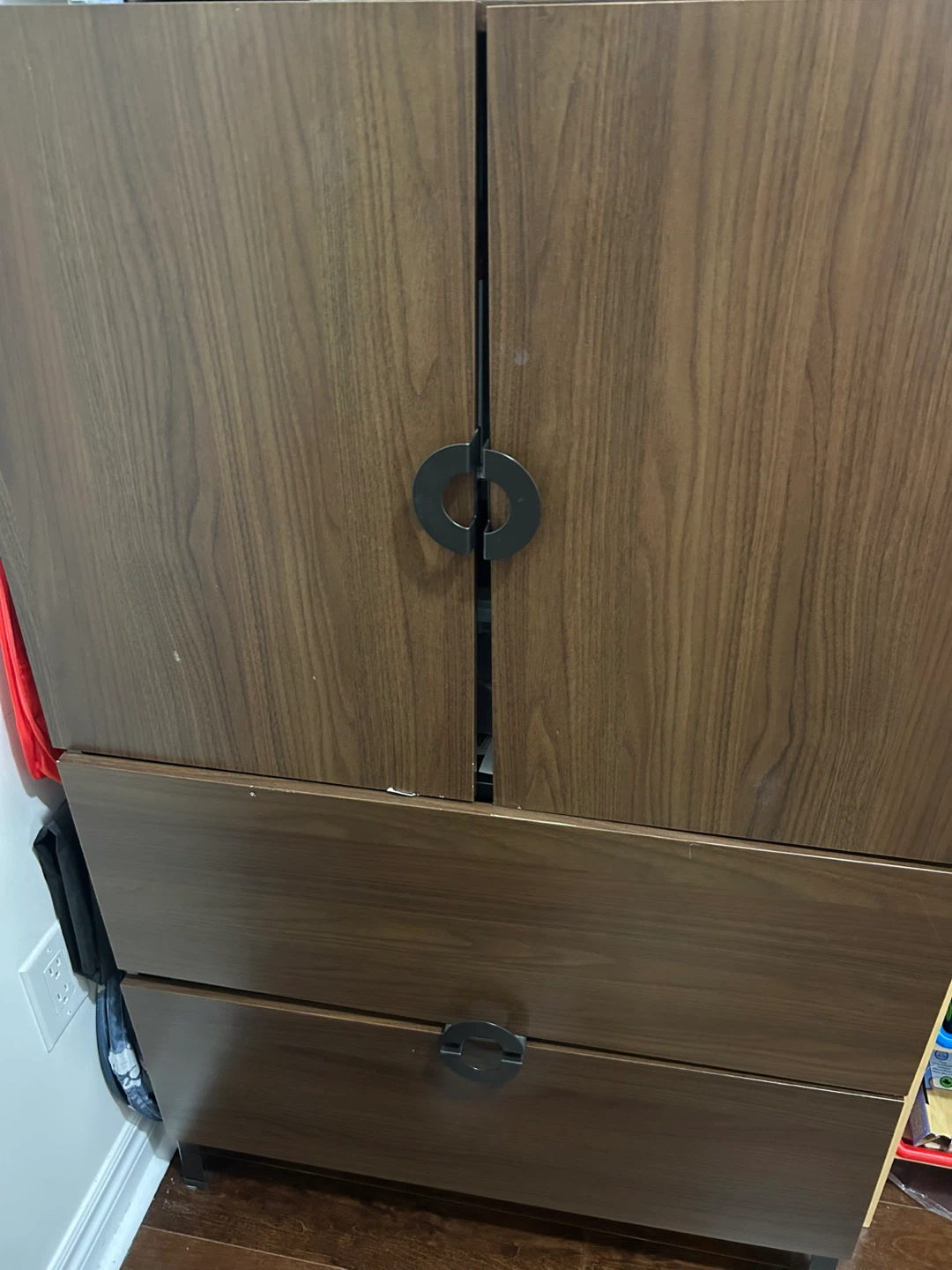 Brown Wood Armoire with Drawers - photo 2