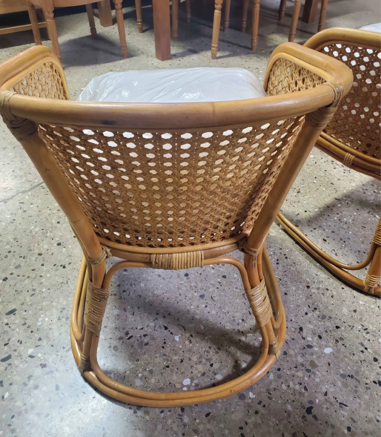 New Sturdy Set of 4 Boho Rattan Cane Arm Chairs - photo 2