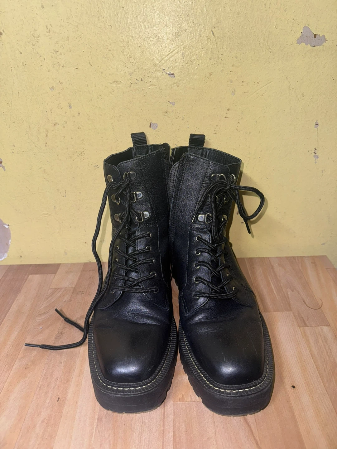 Sam Edelman Black Leather Combat Boots