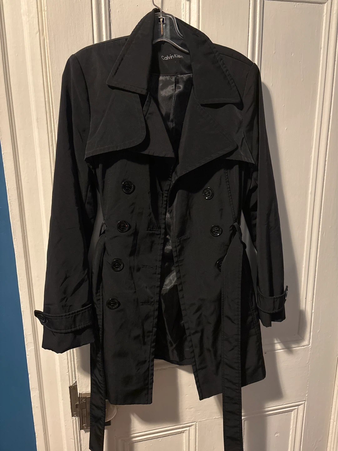 Calvin Klein Women's Black Trench Coat with Belt
