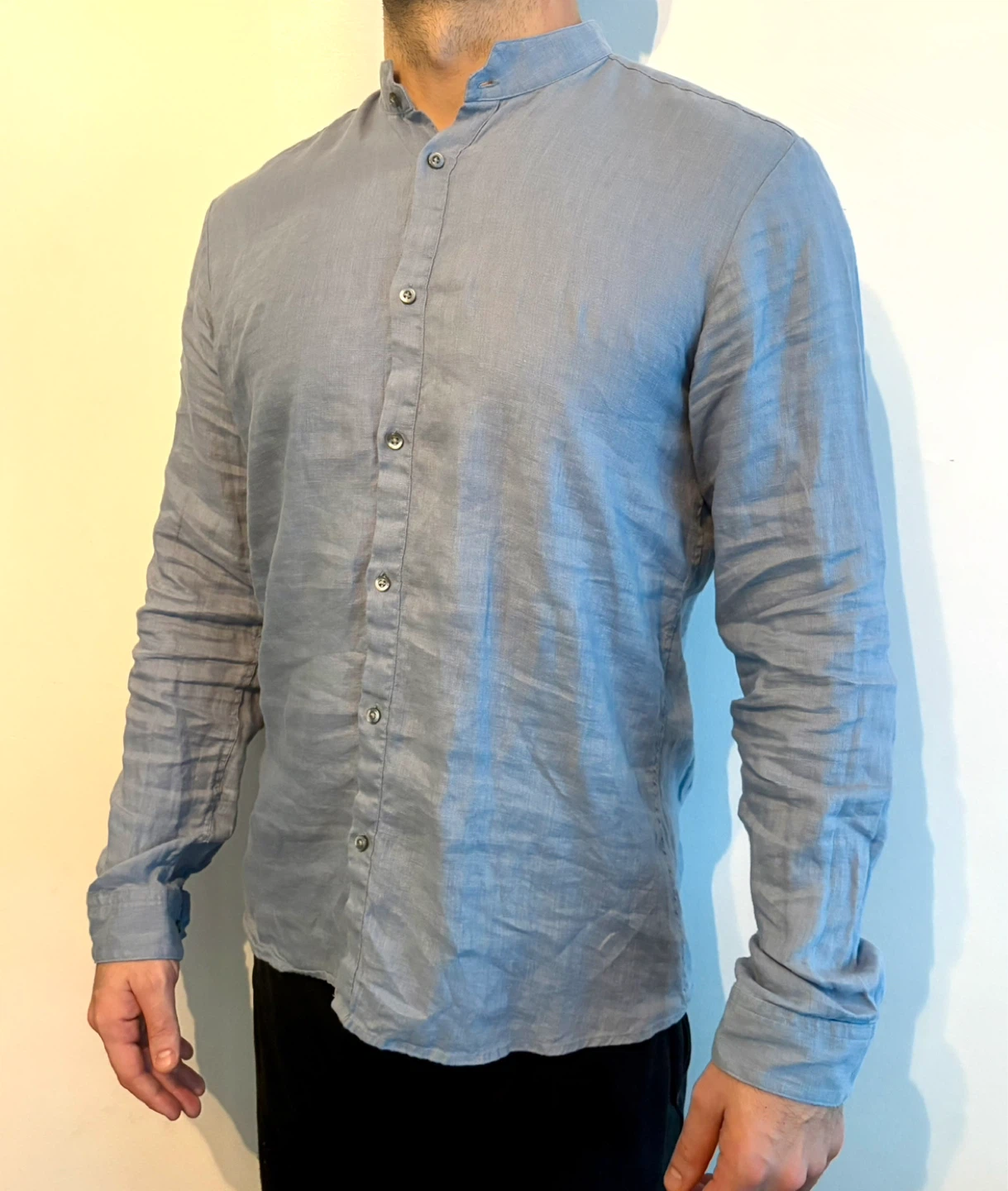 Hugo Boss Slim-Fit Linen Shirt With Stand Collar Men’s