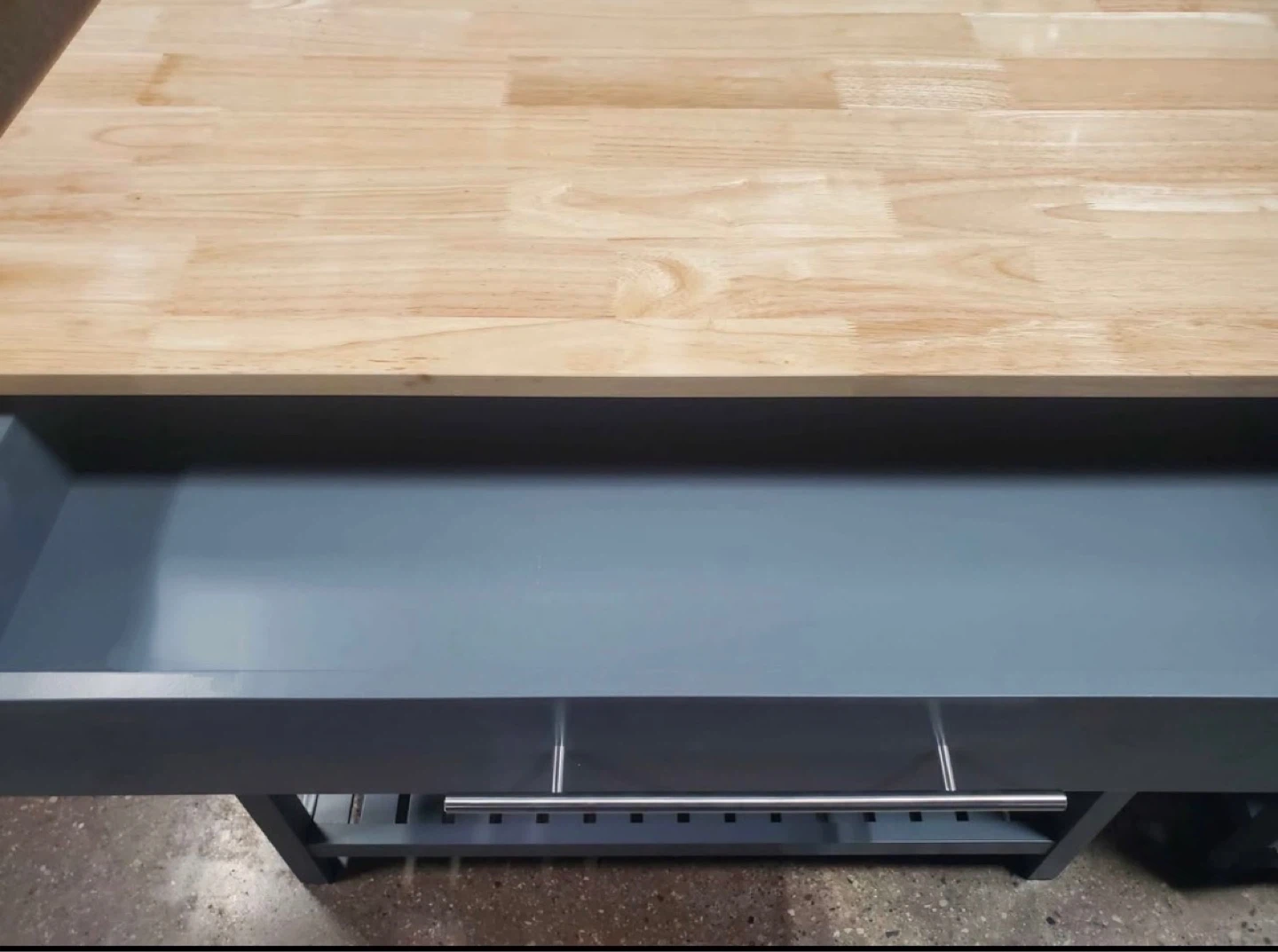 New Gray with Butcher Block Countertop Kitchen Storage Island - photo 2