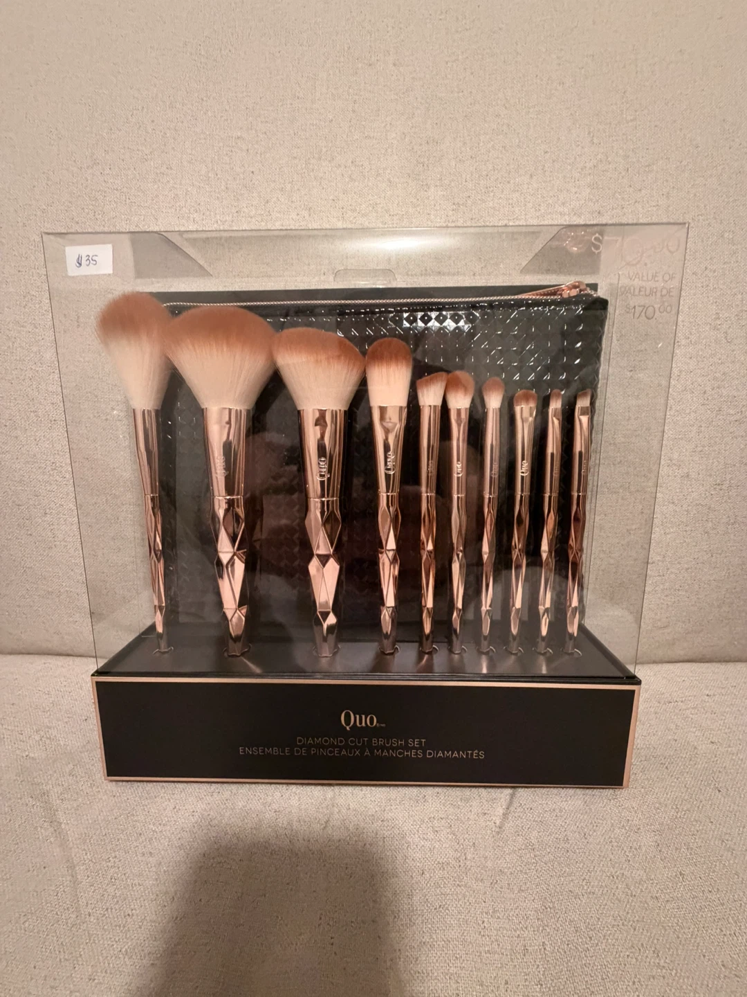 Quo Diamond Cut Brush Set with Pouch