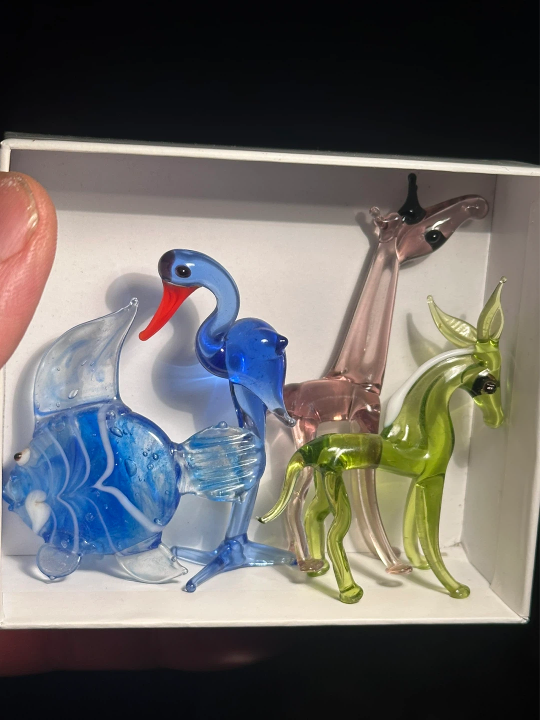 Set of 4 Lamp work art Glass Animal