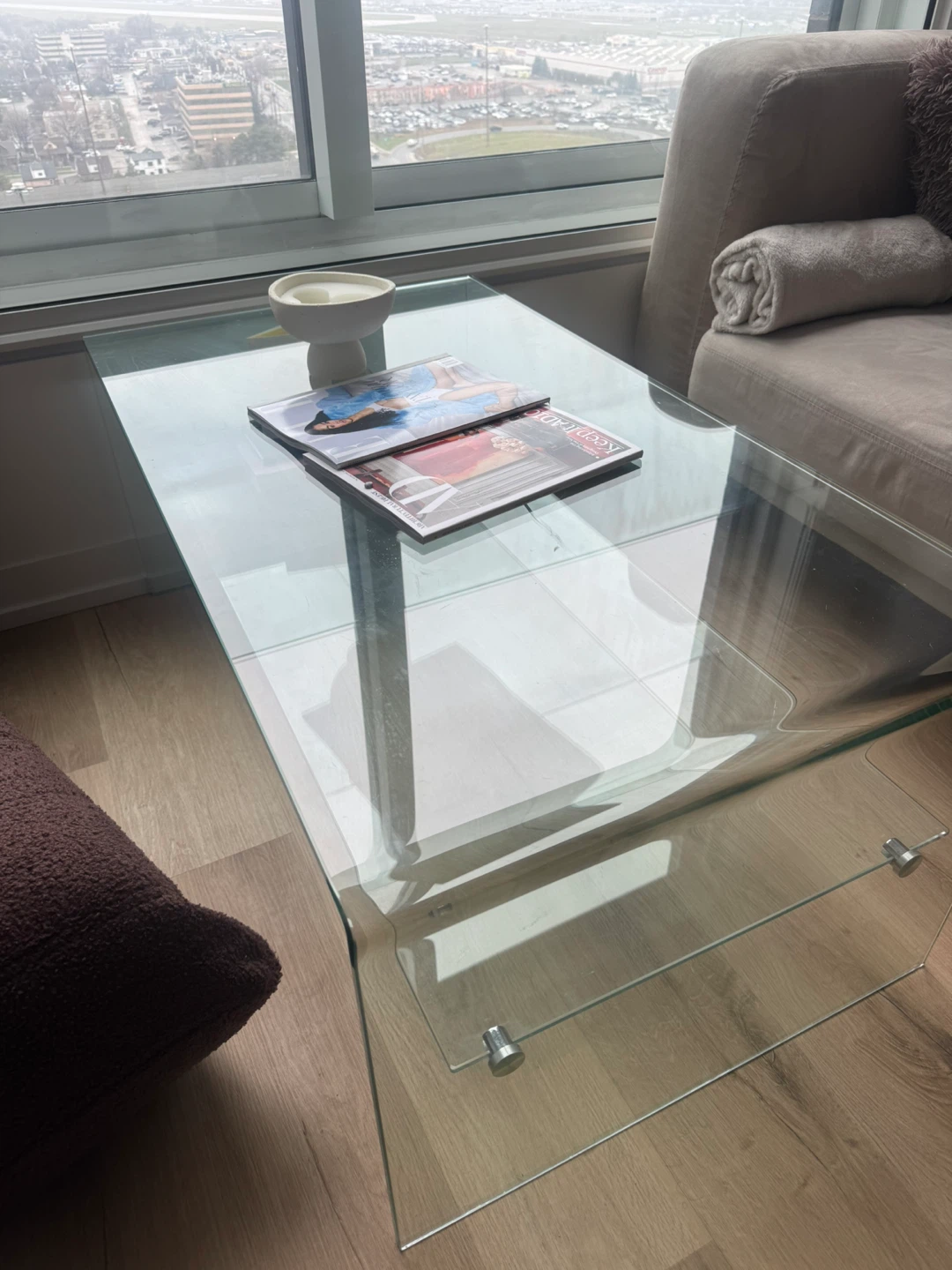Glass Coffee Table with a Crack - photo 5