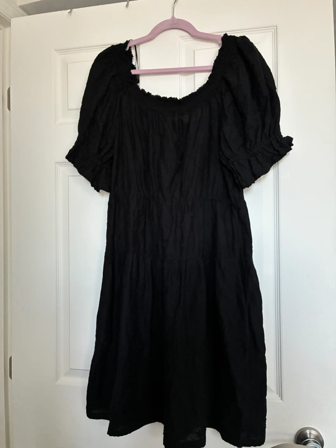 Old Navy Black Puff Sleeve Square Neck Dress - M Tall