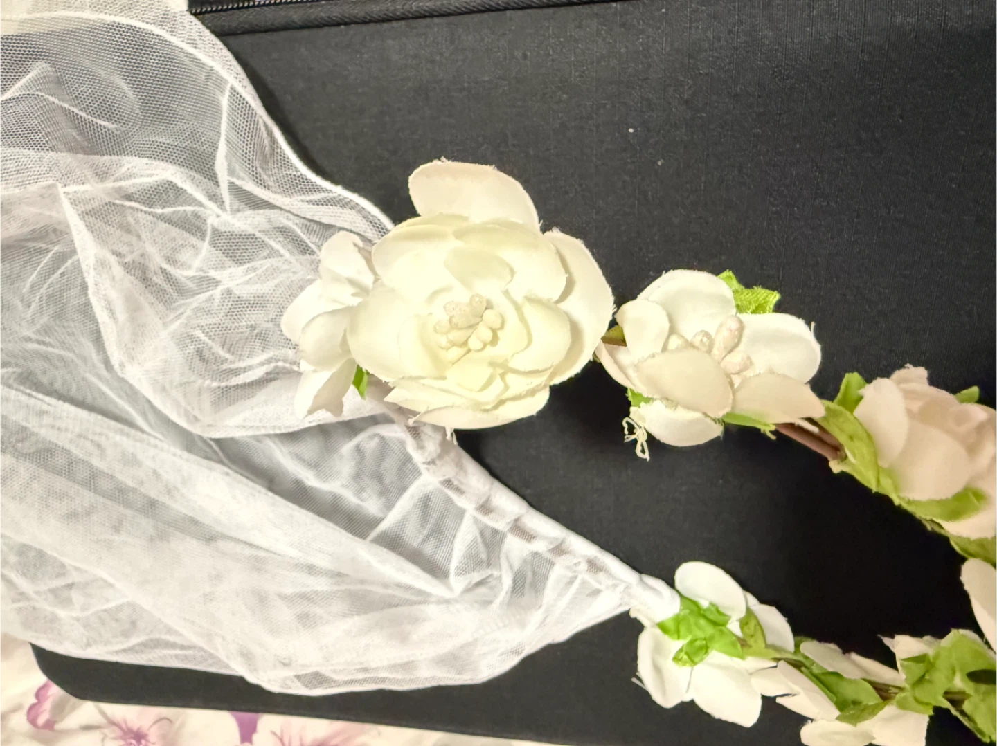White Flower Crown Veil - photo 2