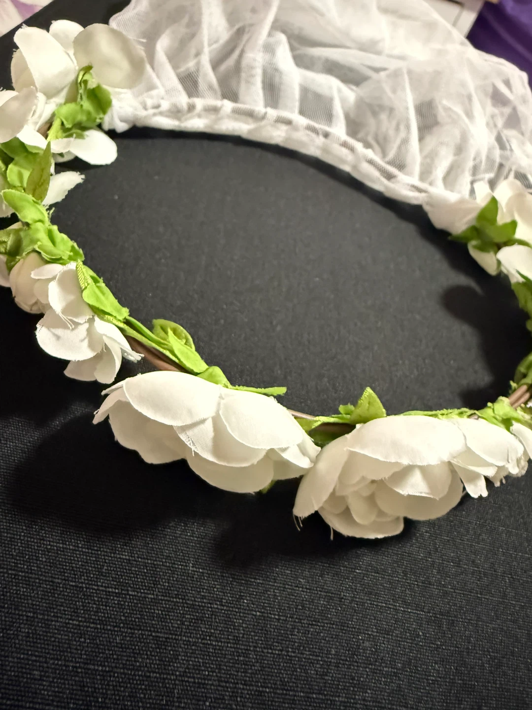 White Flower Crown Veil