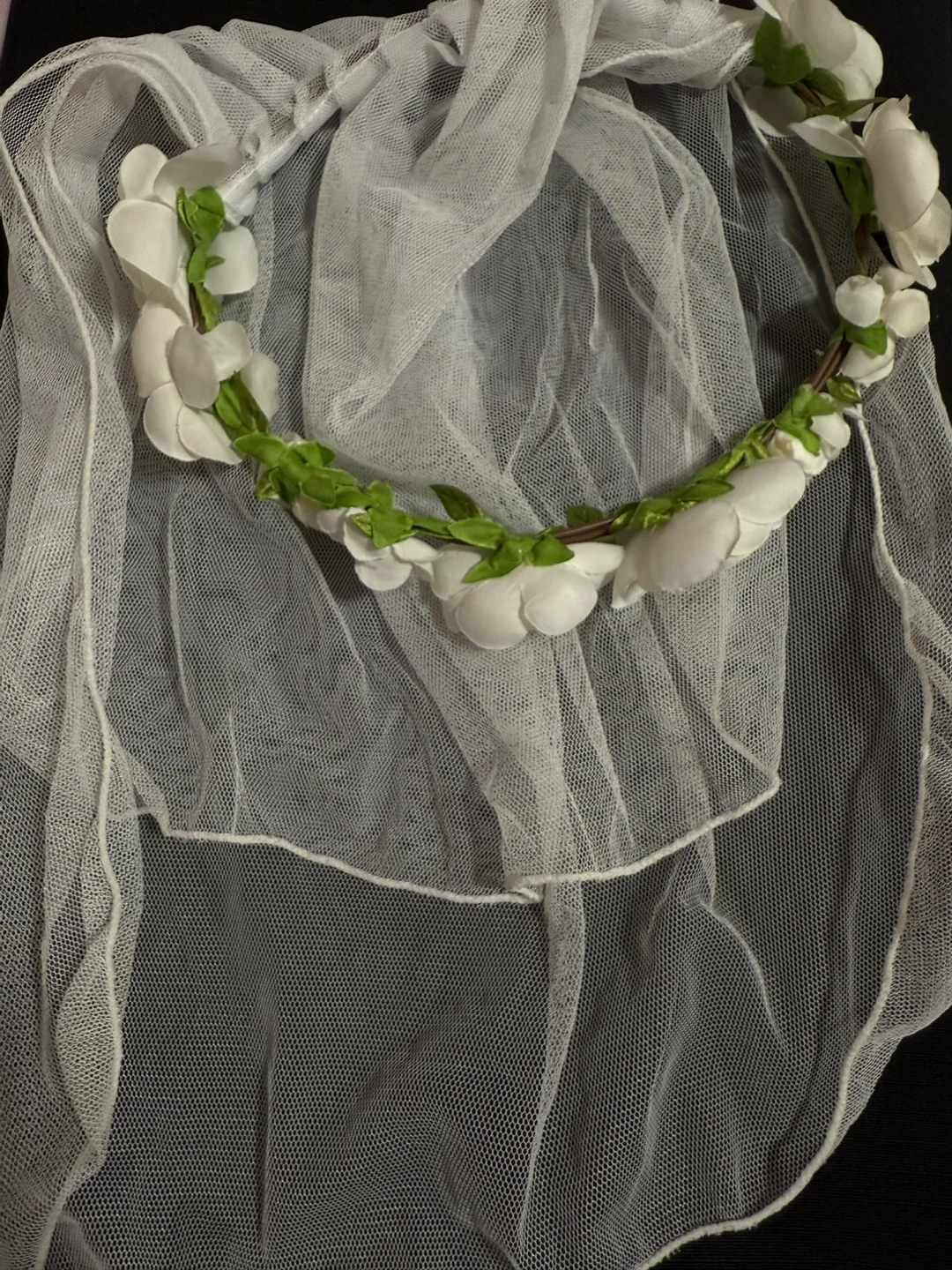 White Flower Crown Veil - photo 3