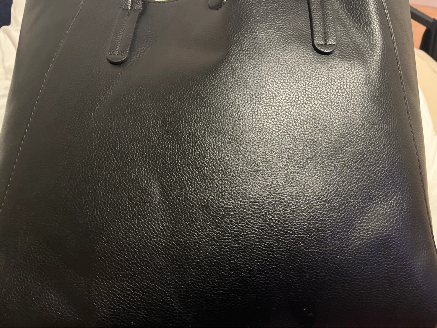 Black Faux Leather Tote Bag