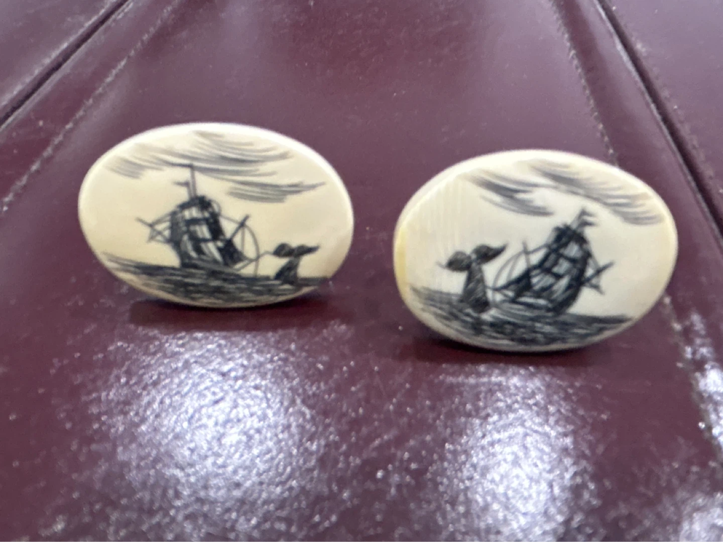 Cufflinks and Tie Tack Set with Sailing Ship Design