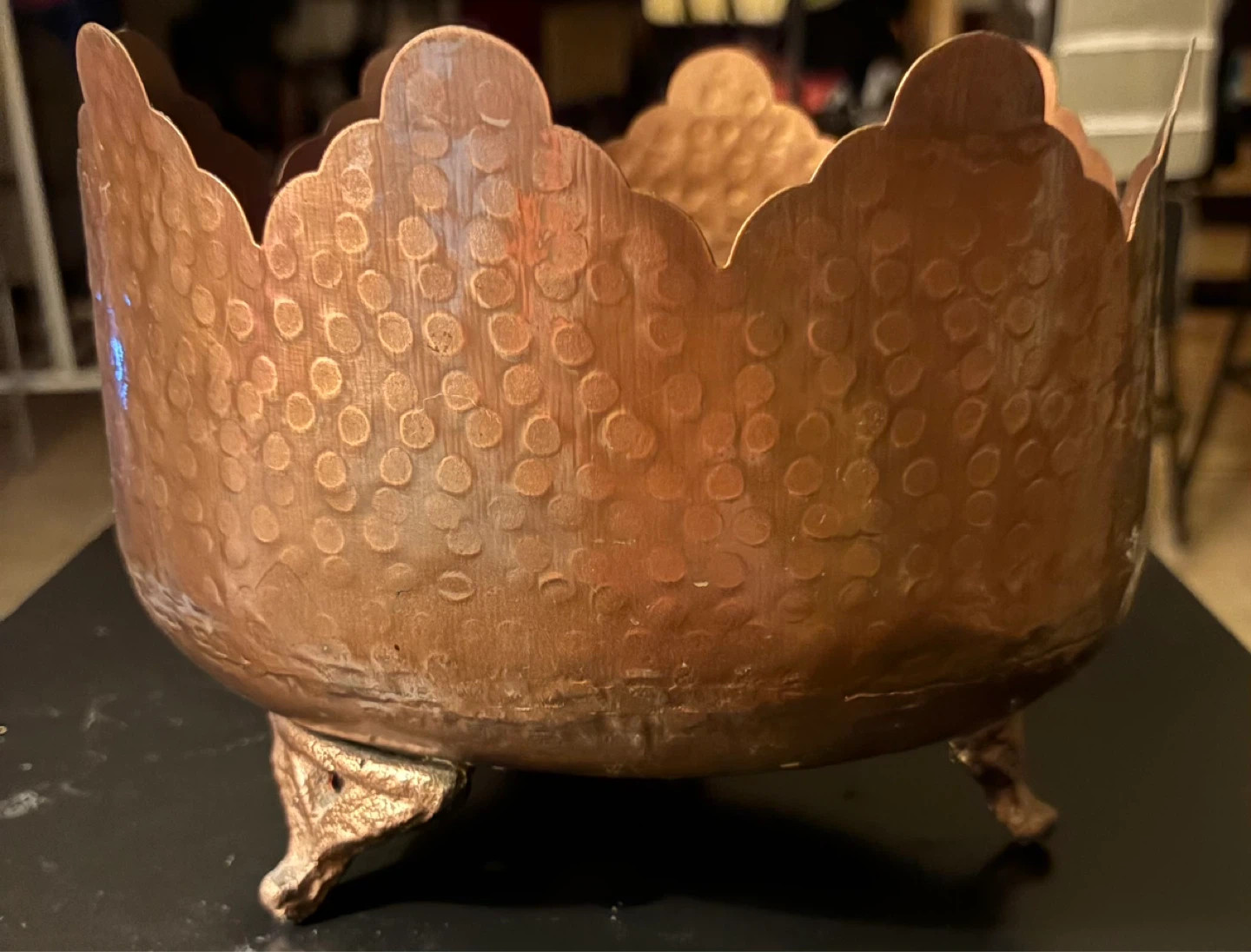 Copper Hammered Pot with Scalloped Rim - photo 2