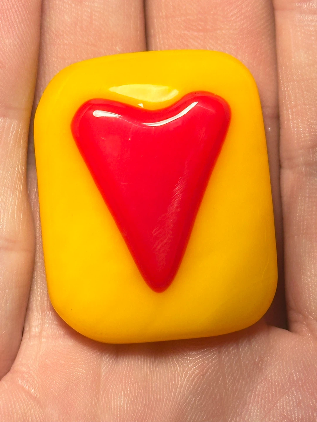 Signed Fused Art Glass Heart Brooch
