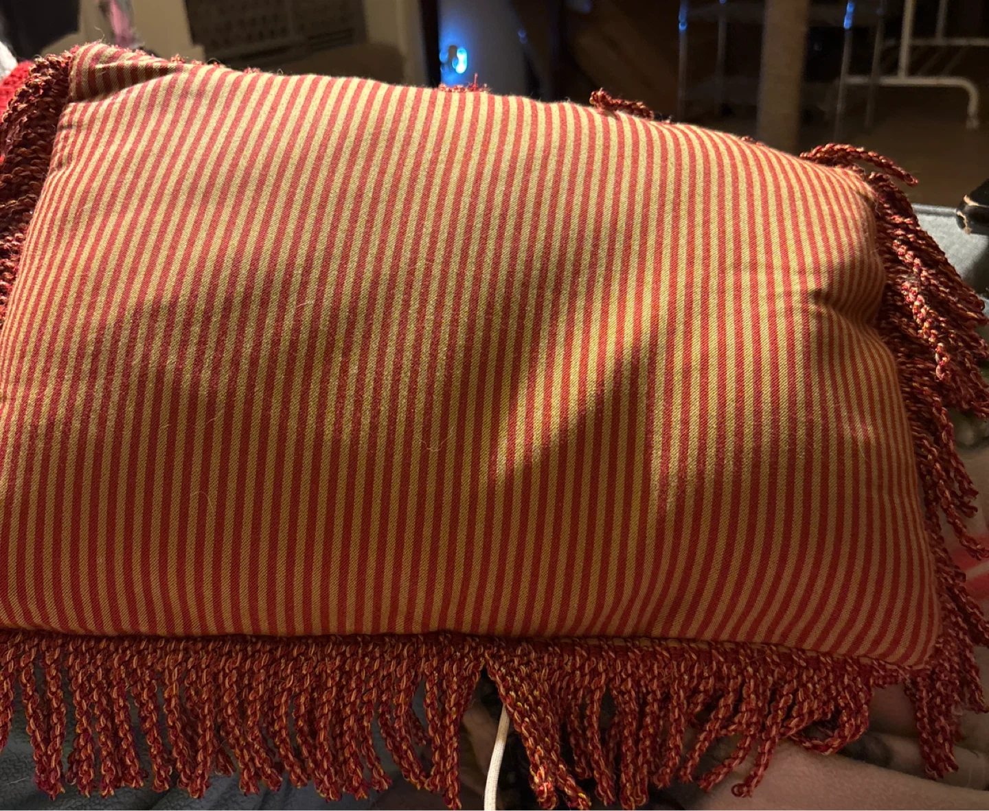 Striped Decorative Throw Pillow with Tassel Fringe