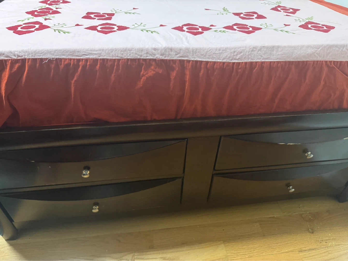 Dark Wood Queen Bed Frame with Storage - photo 2