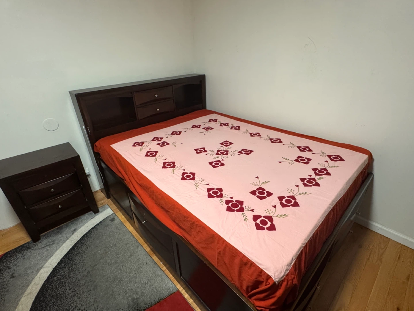 Dark Wood Queen Bed Frame with Storage