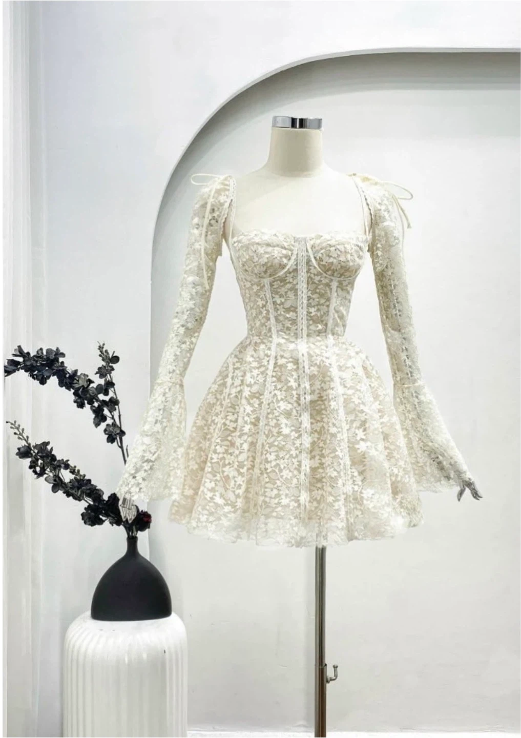 Cream Lace Corset Dress