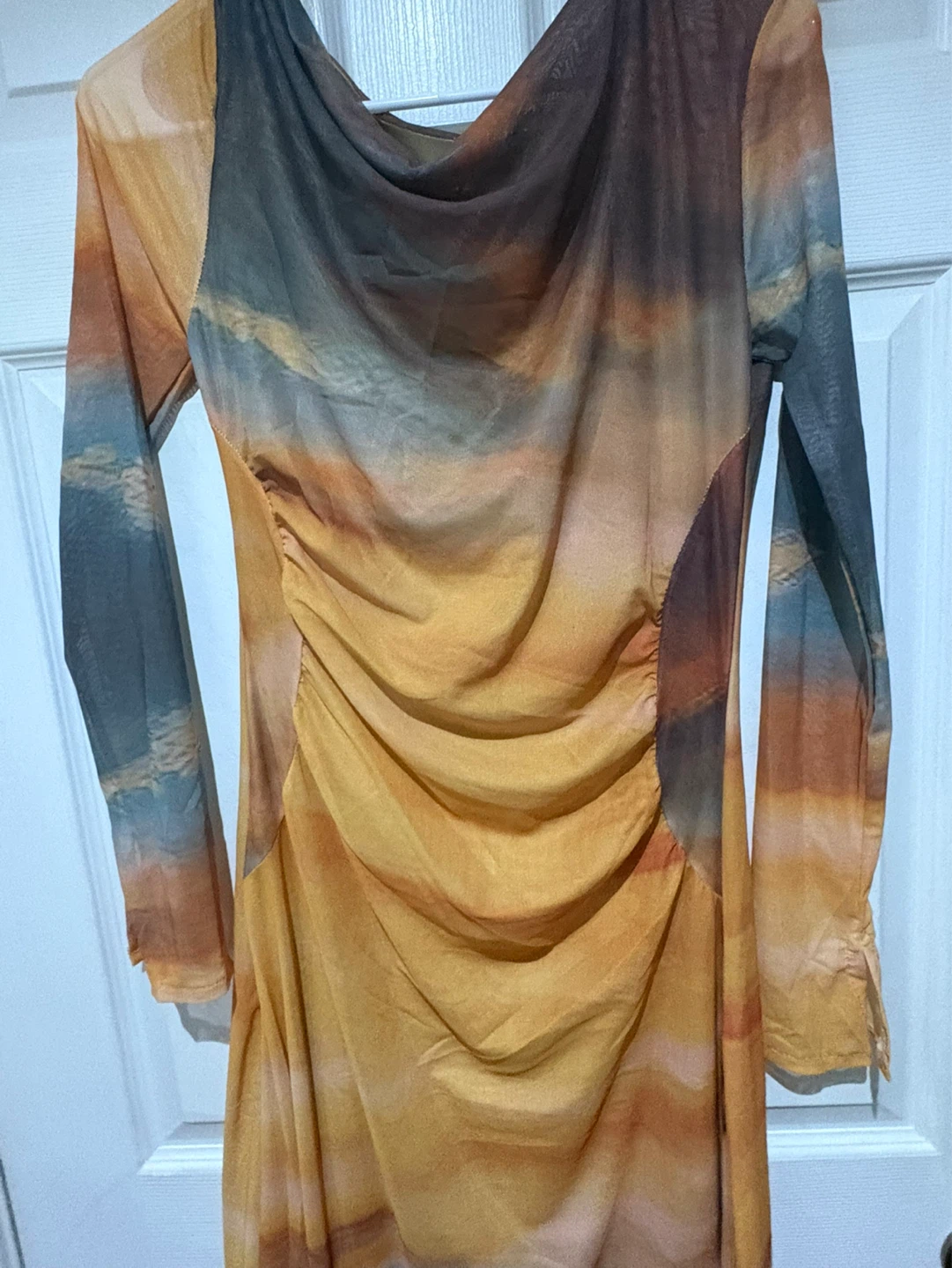 Long Sleeve Mesh Dress - photo 5