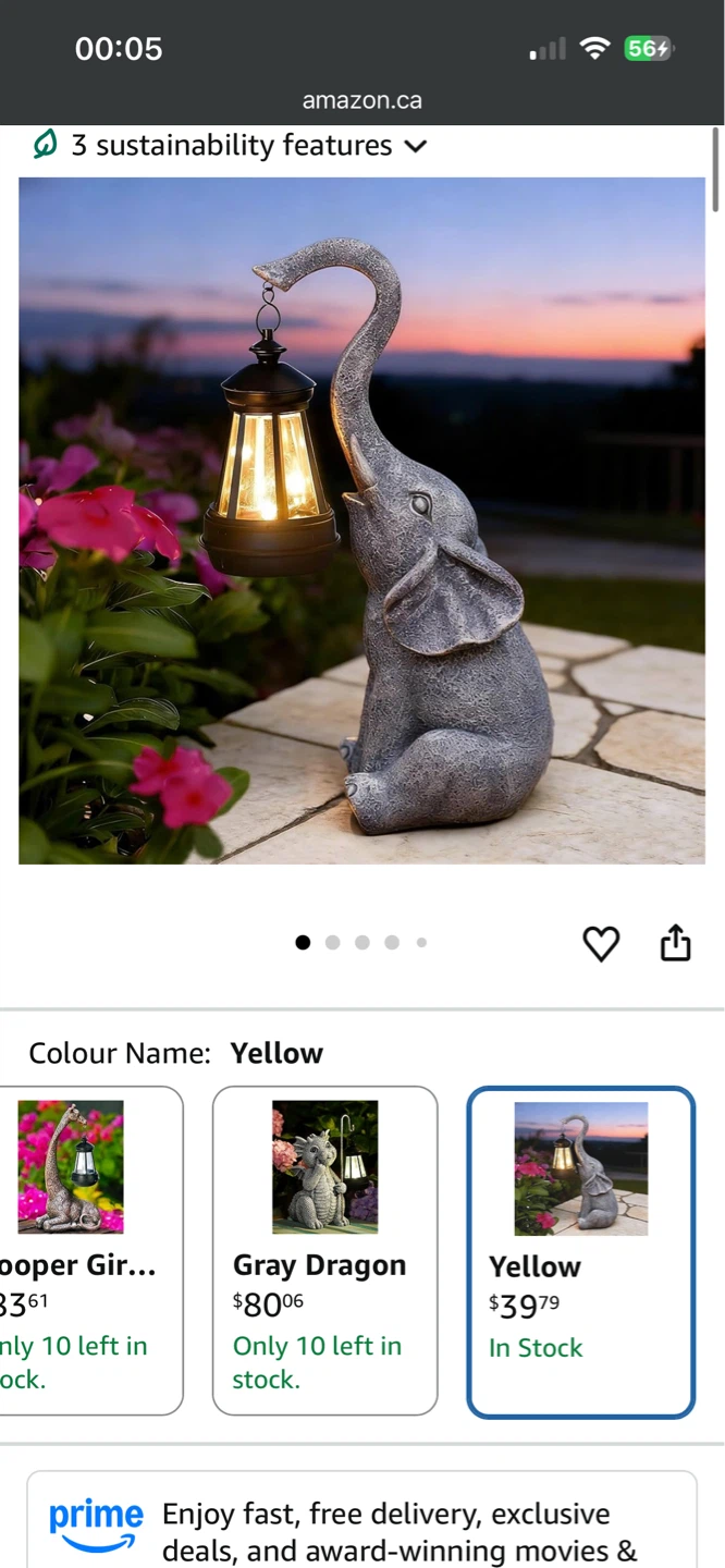 Elephant with Lantern Solar Light Statue - photo 5