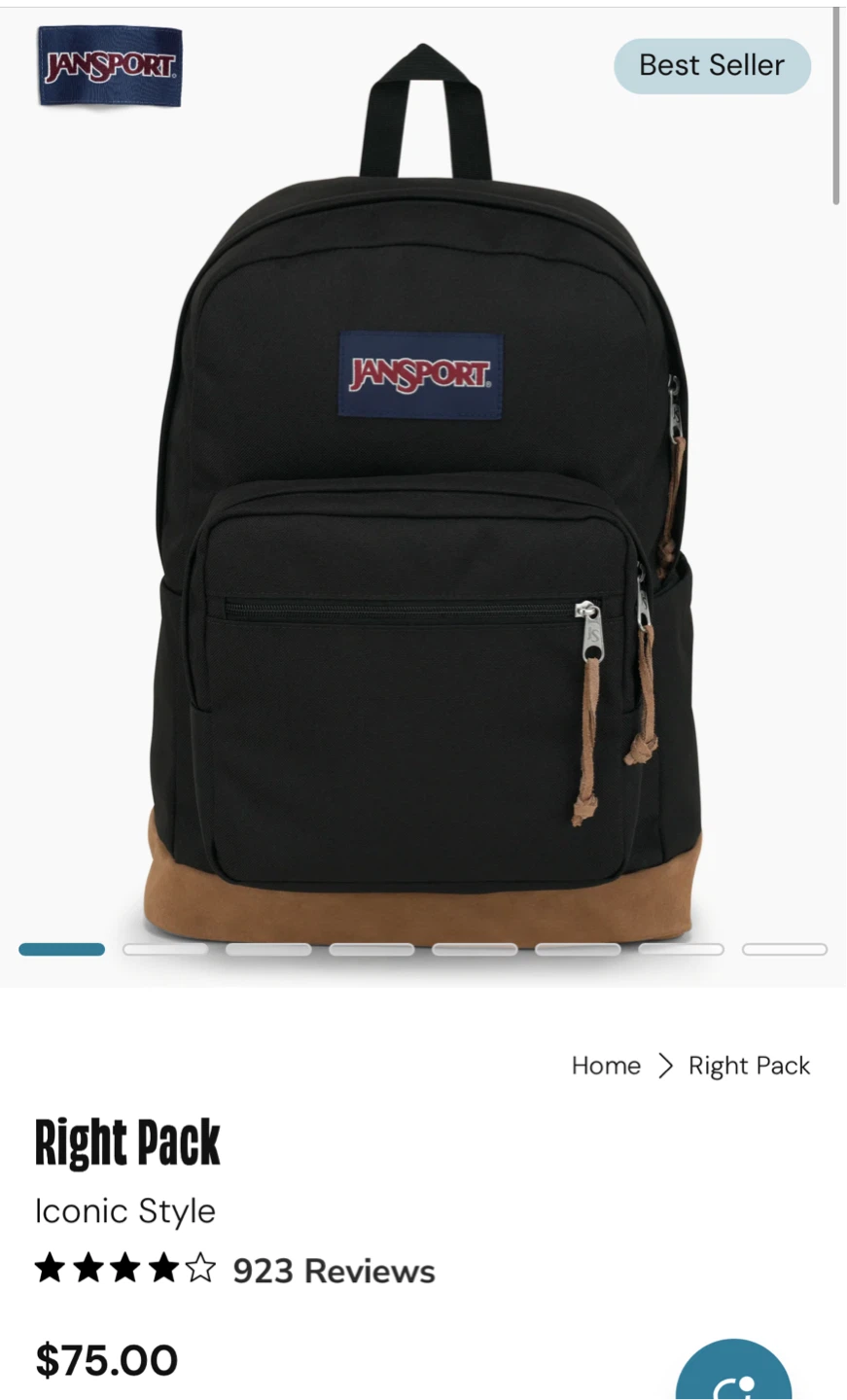 Jansport Right Pack Backpack Black Suede Bottom