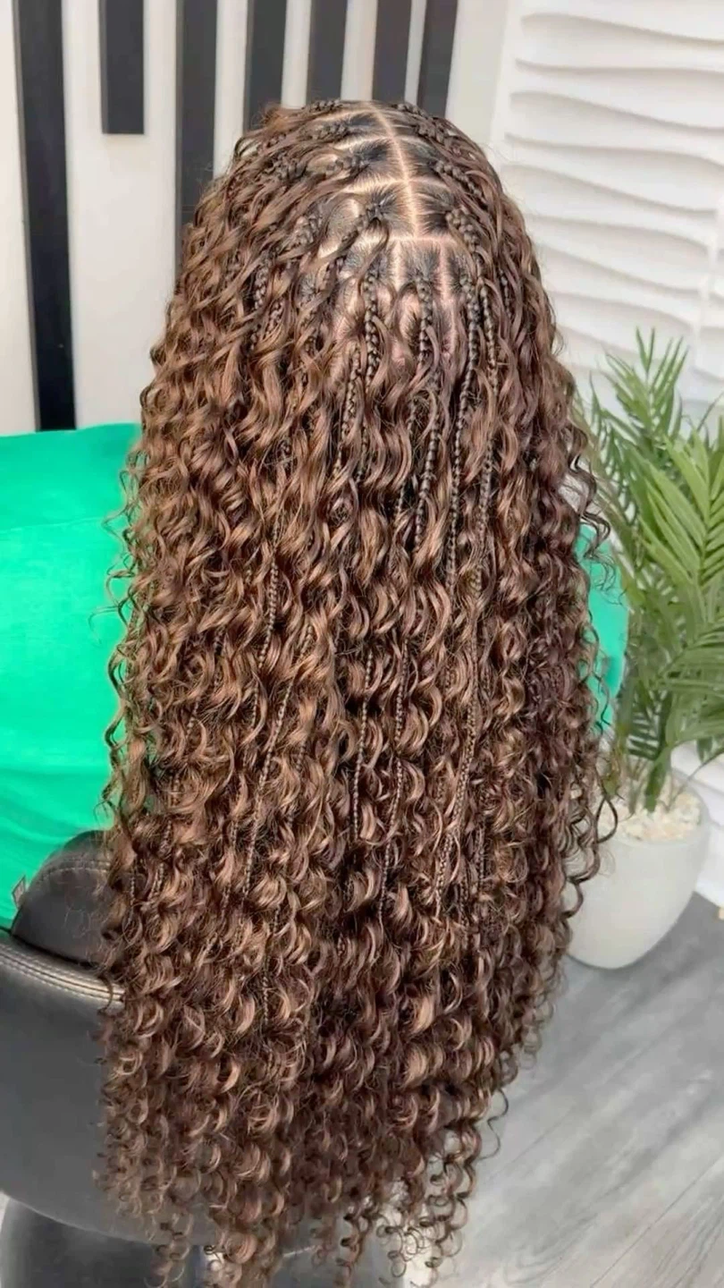 Bohemian Box Braids with Curls