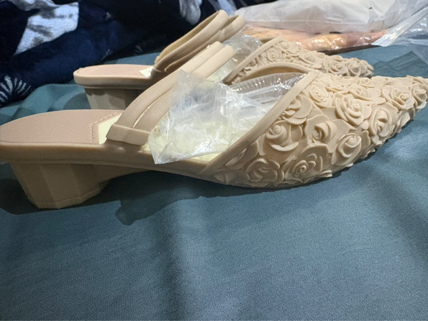 Wacoon Women's Rose Embossed Mules - Beige - photo 3