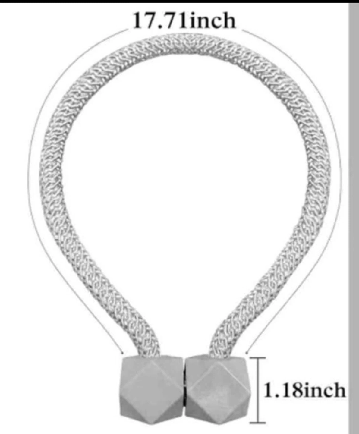 Pack of 2 Grey Magnetic Curtain Tiebacks - photo 3