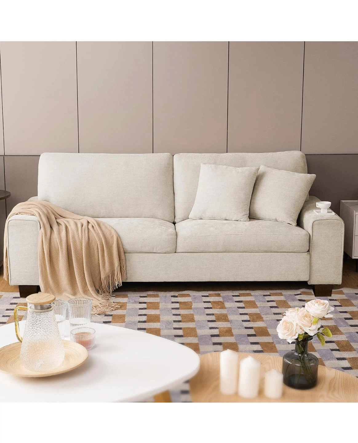 Cream Sofa (Like New, Under 1 Year Old) - photo 3