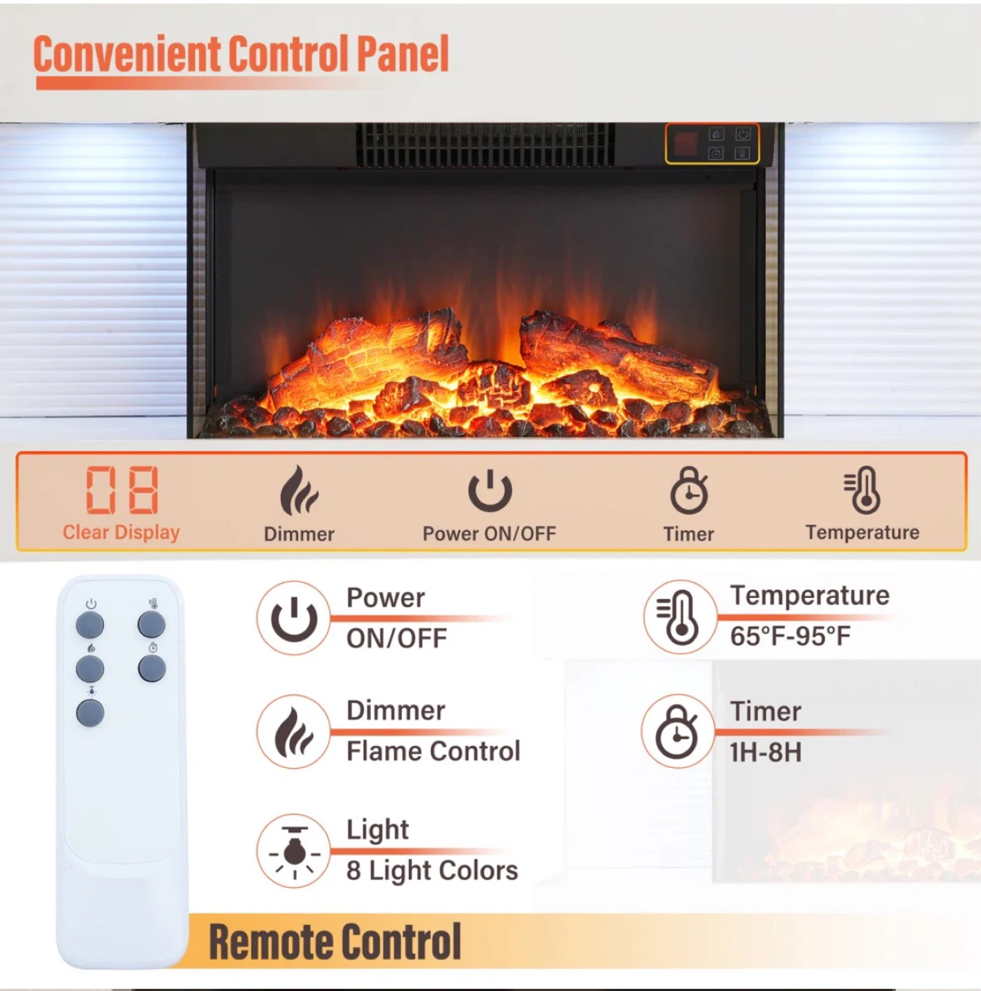 Electric Fireplace with Remote Control - photo 2