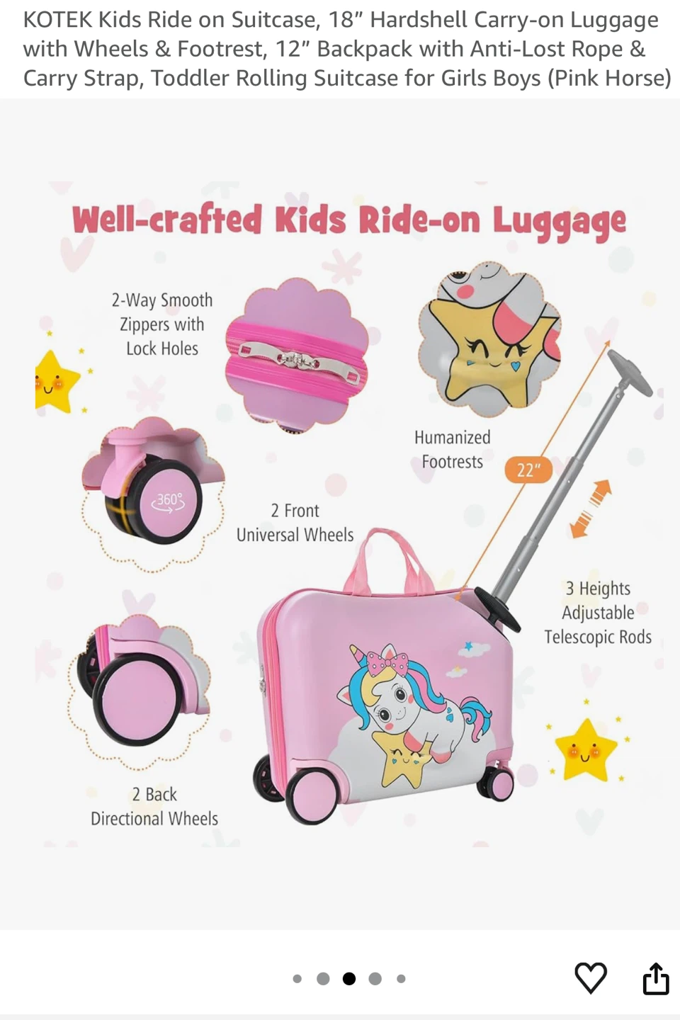 KOTEK Kids Ride-on Hardshell Luggage Set - photo 3