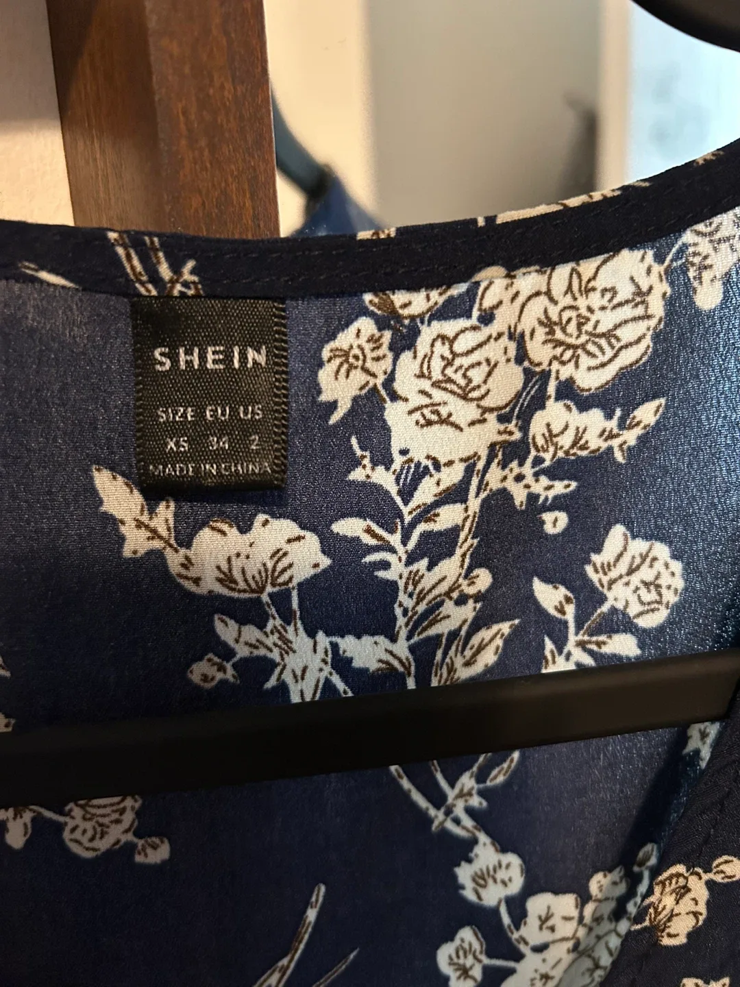 SHEIN Navy Floral Long Sleeve Wrap Dress Size XS - photo 2