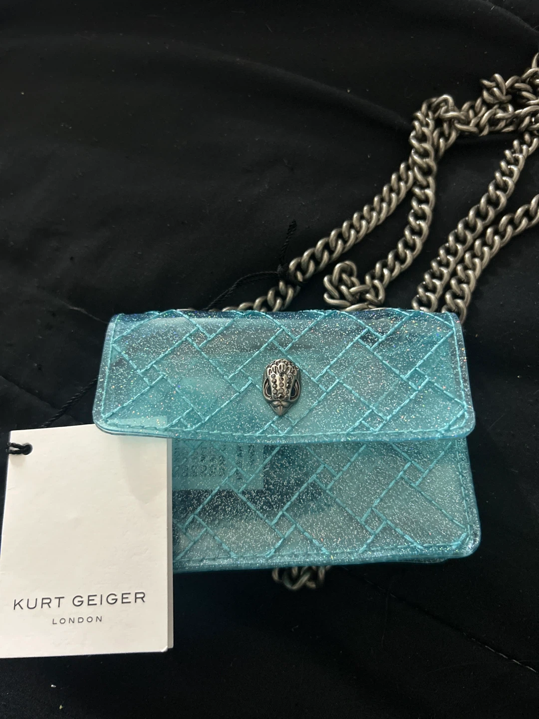 Kurt Geiger London Translucent Glitter Chain Wallet - Blue
