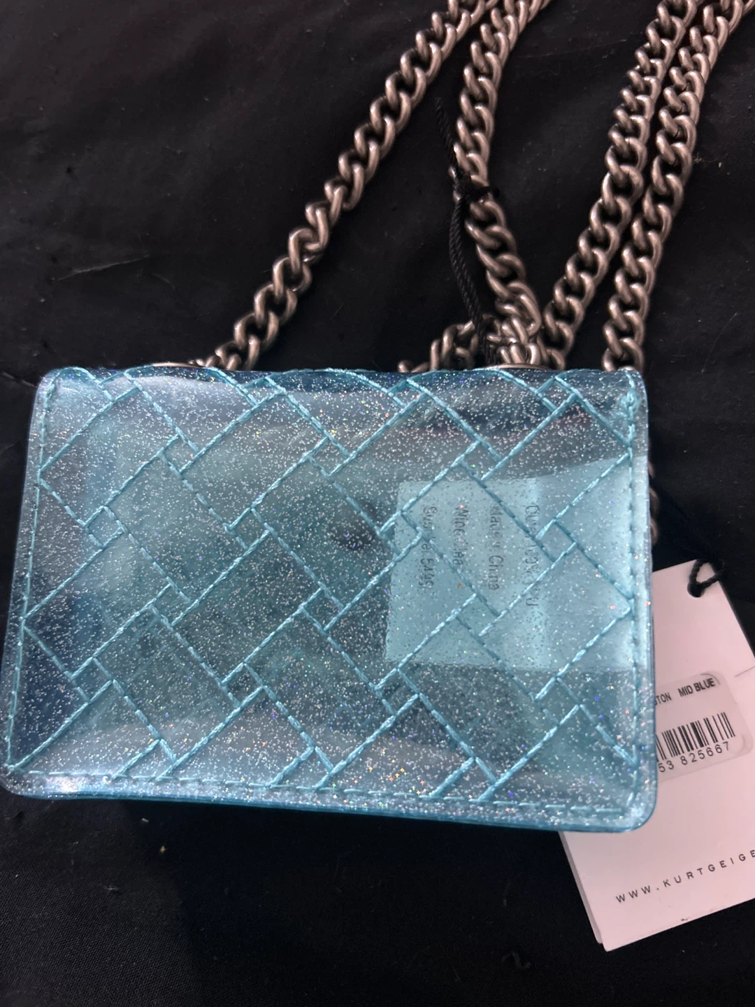 Kurt Geiger London Translucent Glitter Chain Wallet - Blue - photo 4
