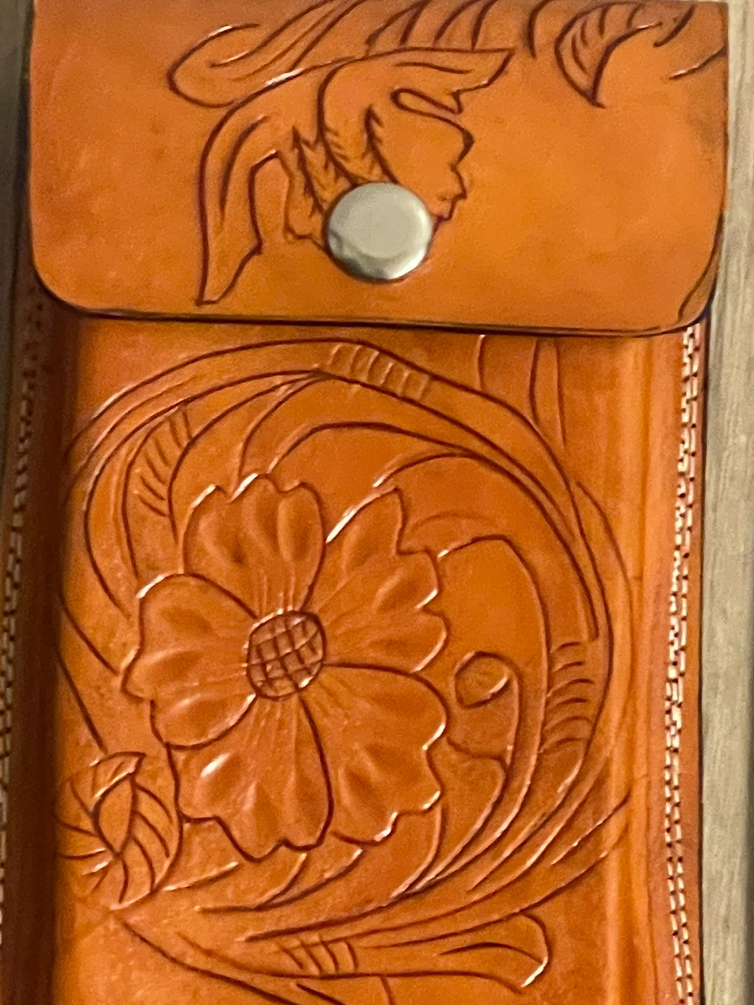 Hand-Tooled Leather Cell Phone Pouch - photo 4
