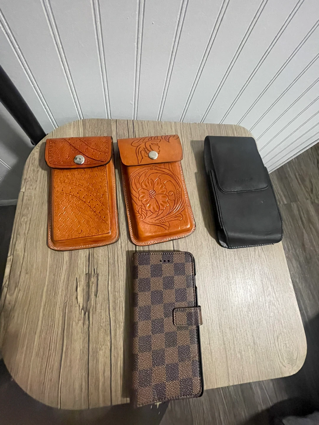 Hand-Tooled Leather Cell Phone Pouch