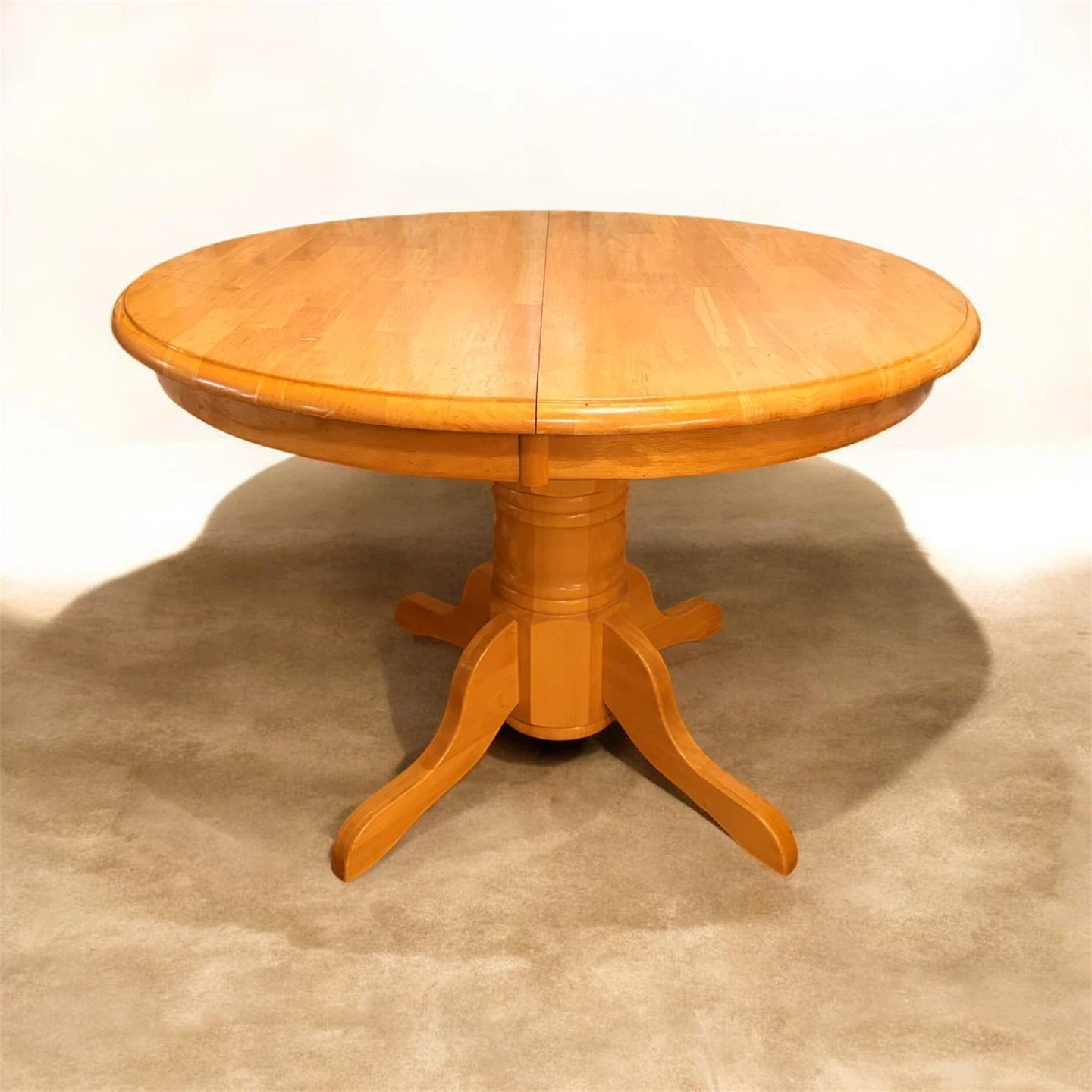 Solid Oak Pedestal Dining Table with Leaf Extension - photo 2