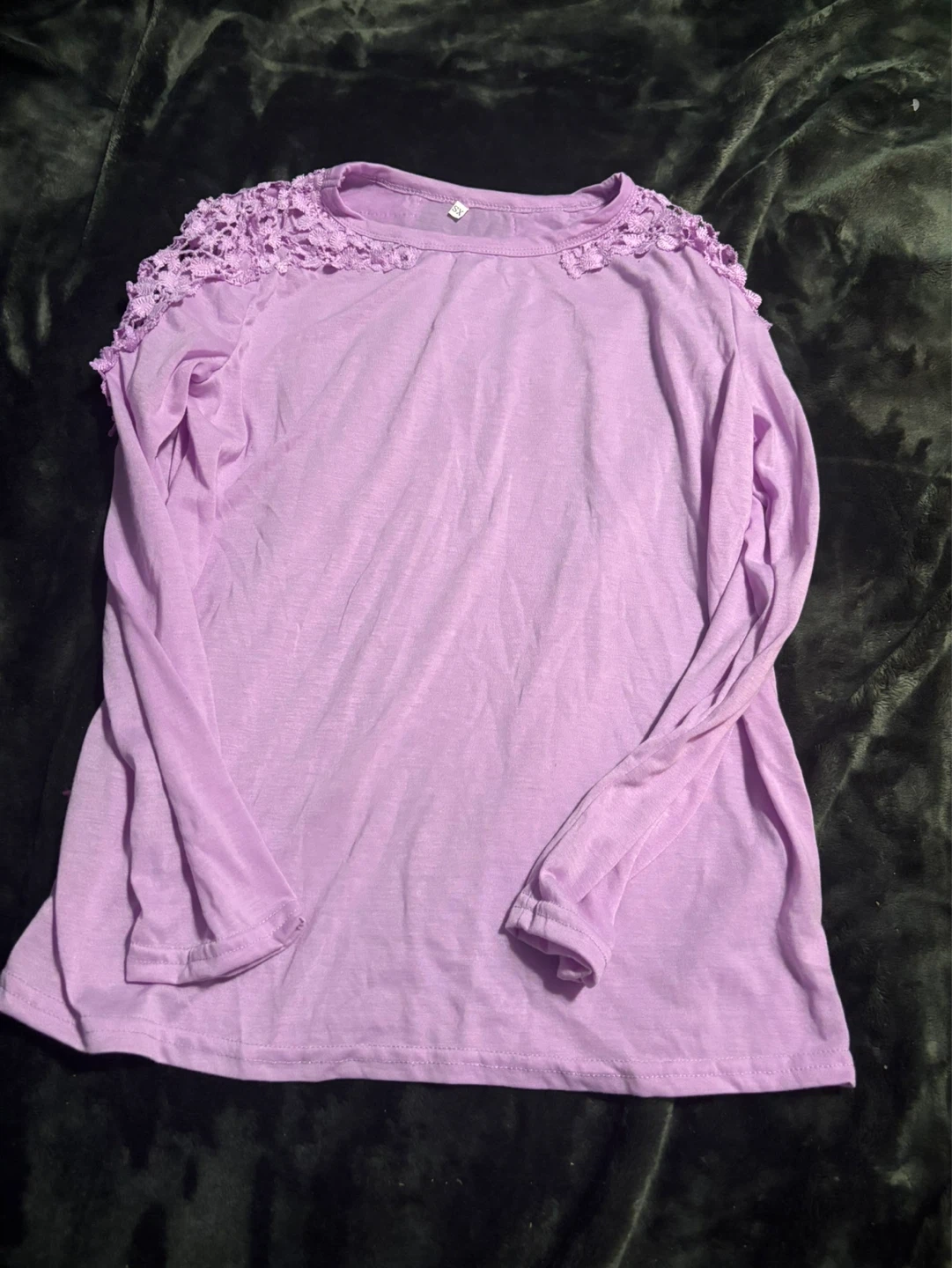 Purple Long Sleeve Top with Lace Detail