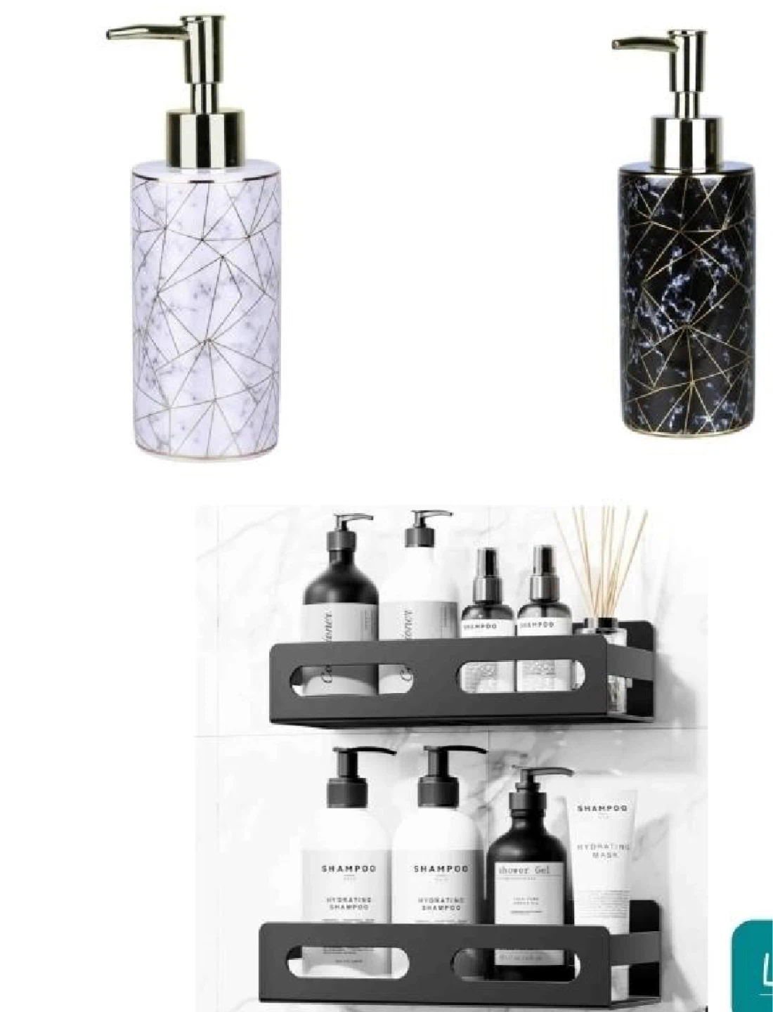 Marble Effect Soap Dispenser with Gold Accents
