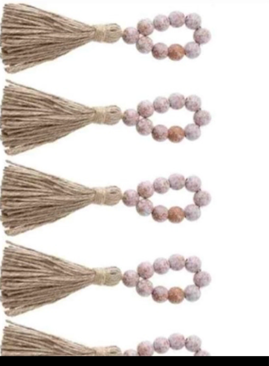12 pcs Wood Bead Napkin Rings with Tassel - photo 5