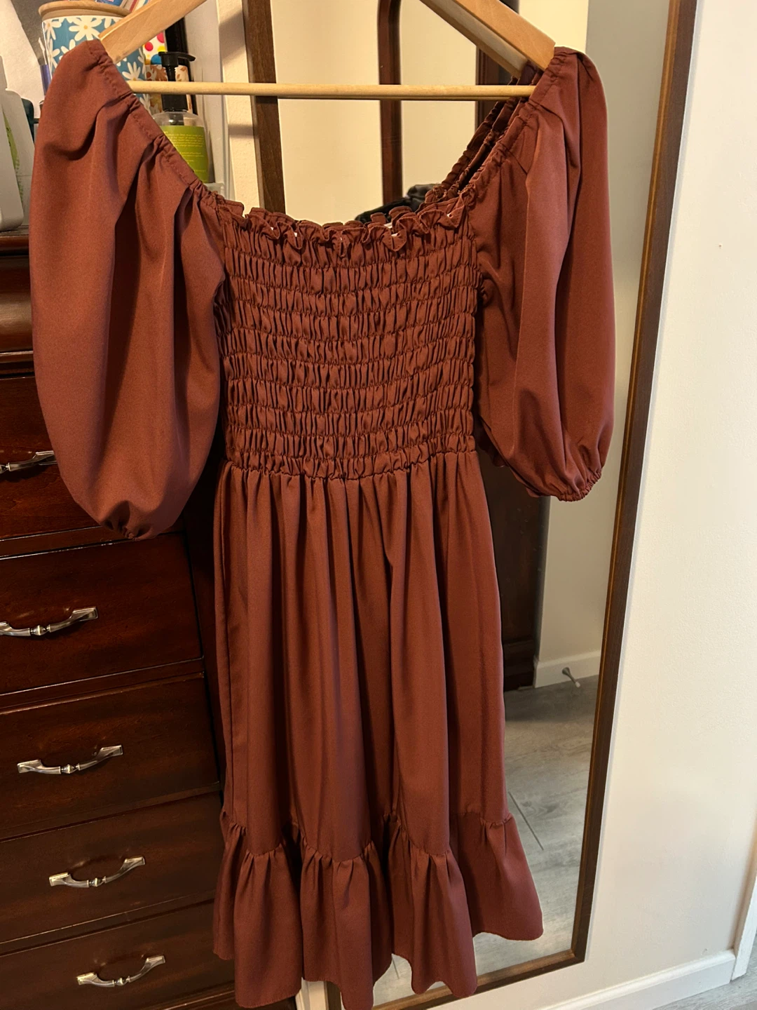 Smocked Puff Sleeve Dress